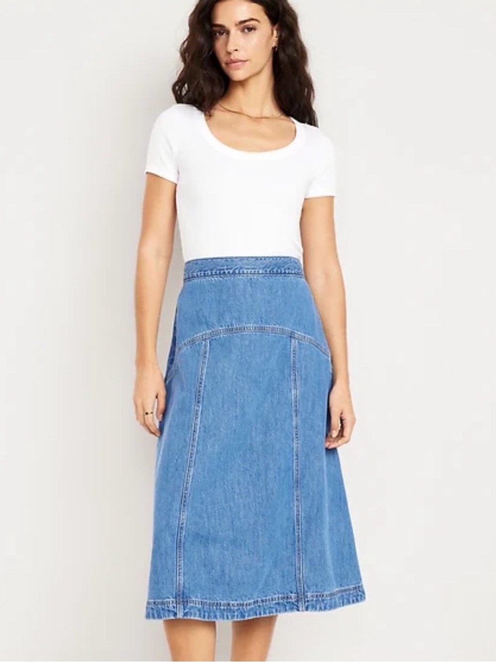 Old Navy Light Blue Denim Midi Skirt